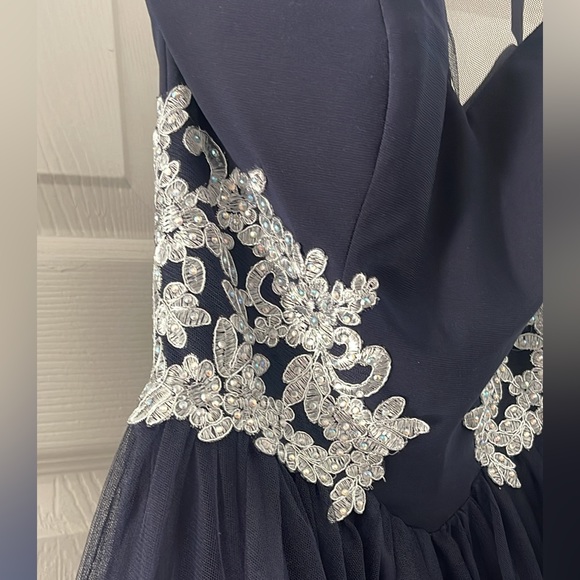 DJ-JAZ Womens Formal Navy Blue Gown size 0 - Picture 3 of 3